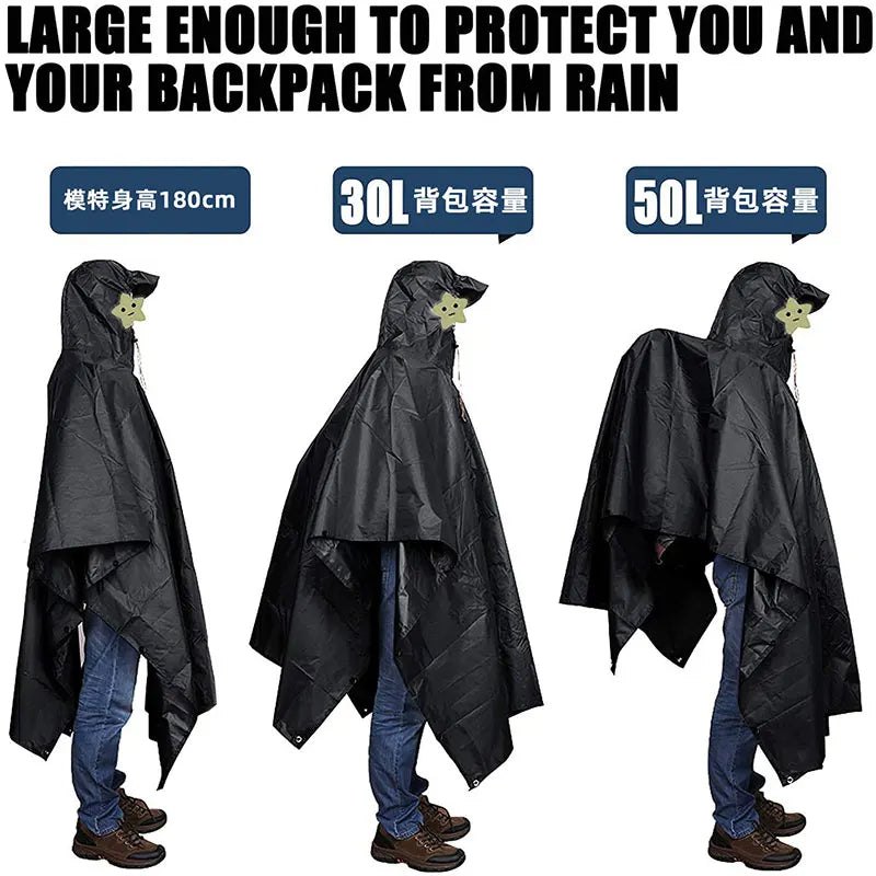 3-in-1 Camo Rain Poncho