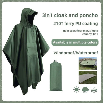 3-in-1 Camo Rain Poncho