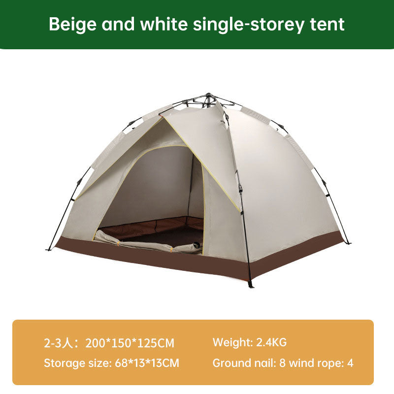 Beige Single Layer Pop-Up Tent