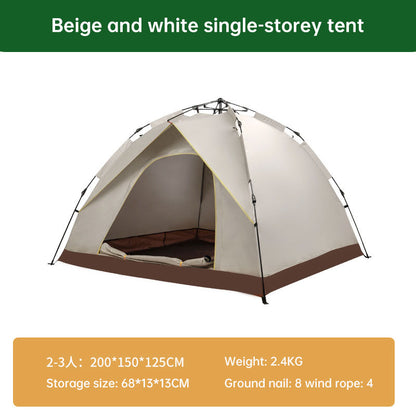 Beige Single Layer Pop-Up Tent